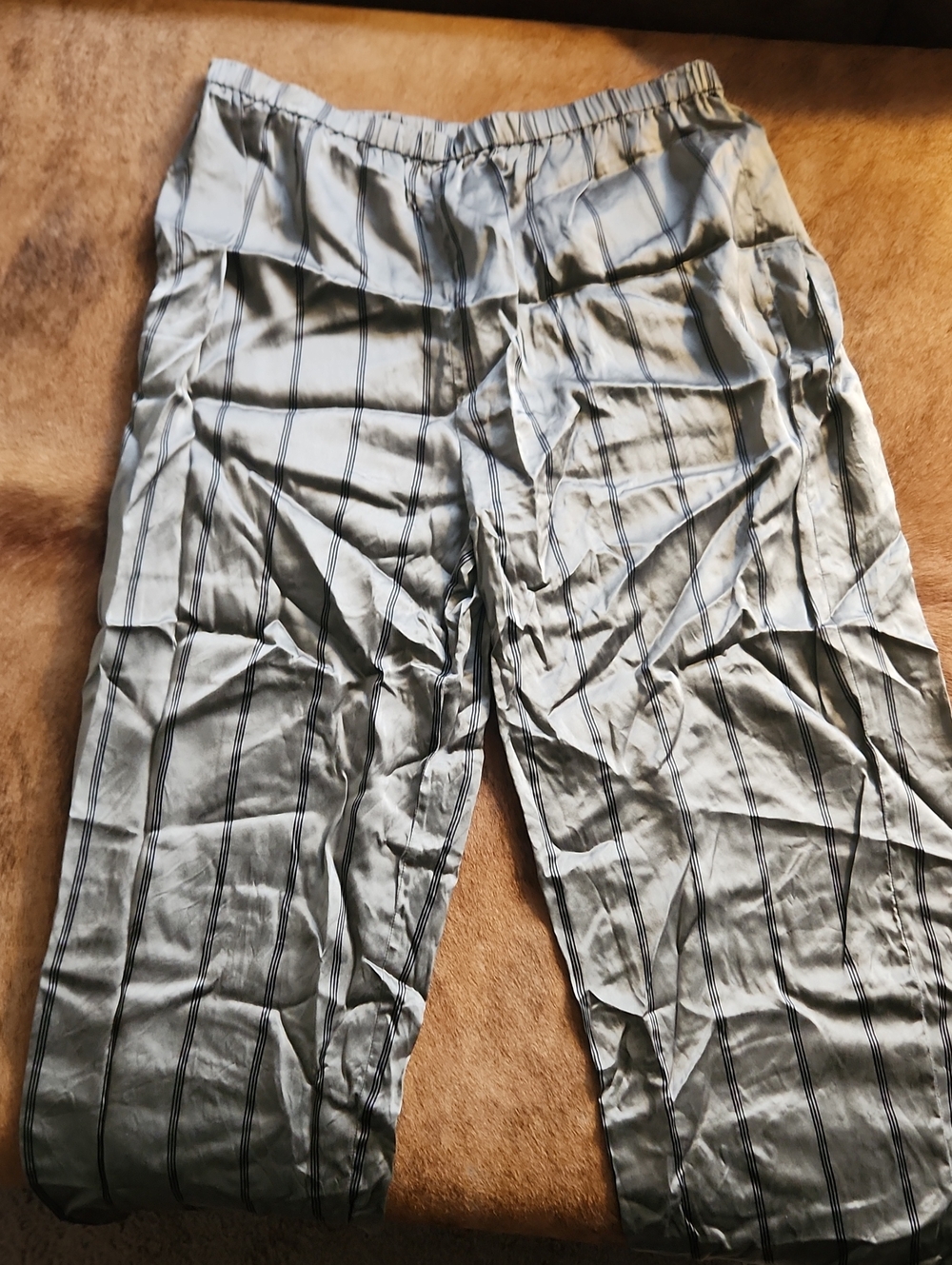 Julianna Rae 100% Silk Pajama Pants Size M Garbo Stripe - Picture 3 of 3